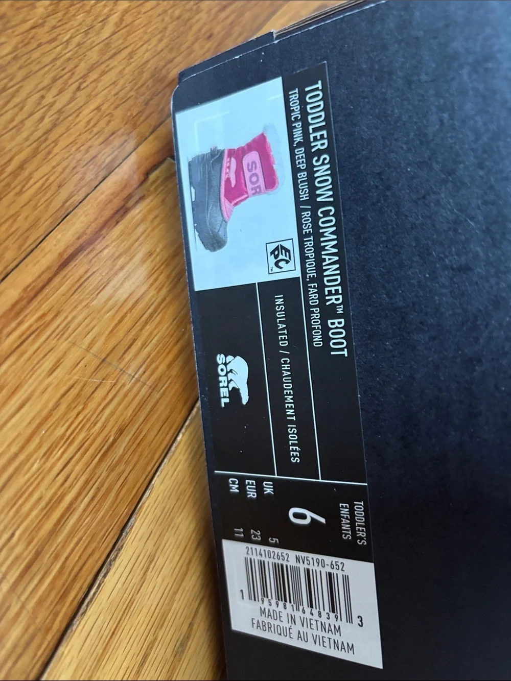 Toddler Sorel Snow Commander Snow Boot Pink Size 6 NEW